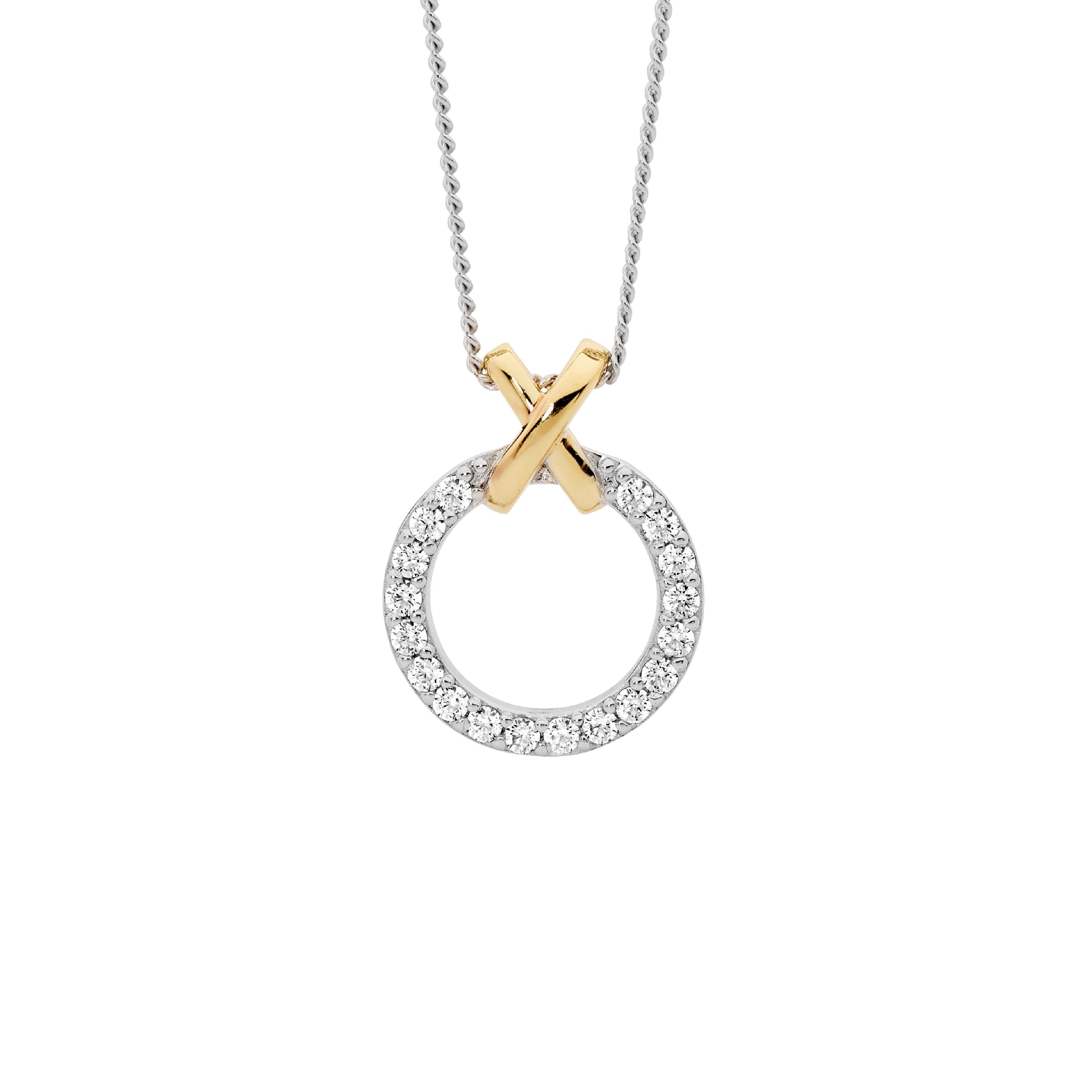 Ellani Silver Circle Necklet with CZ