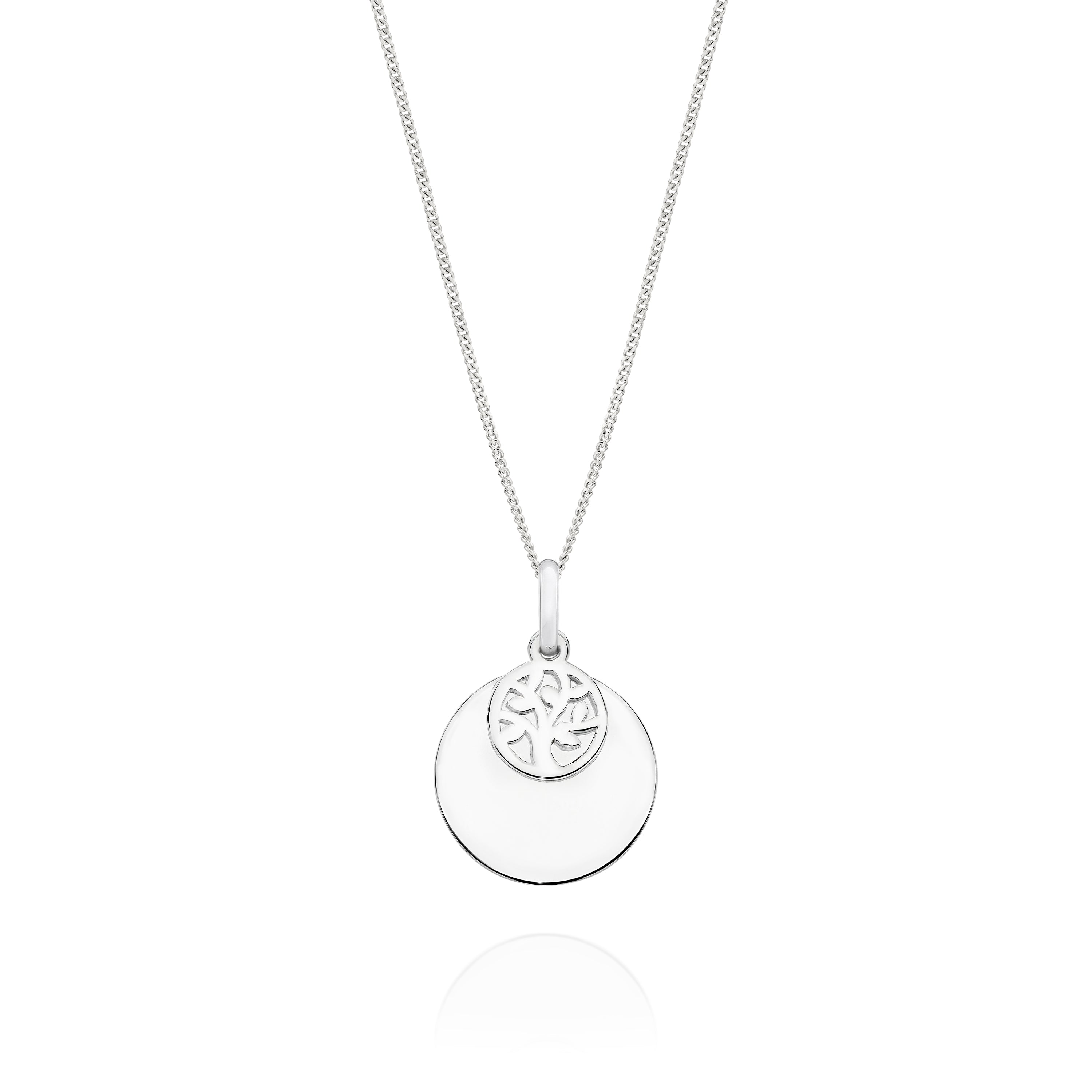 Silver tree of life disc pendant