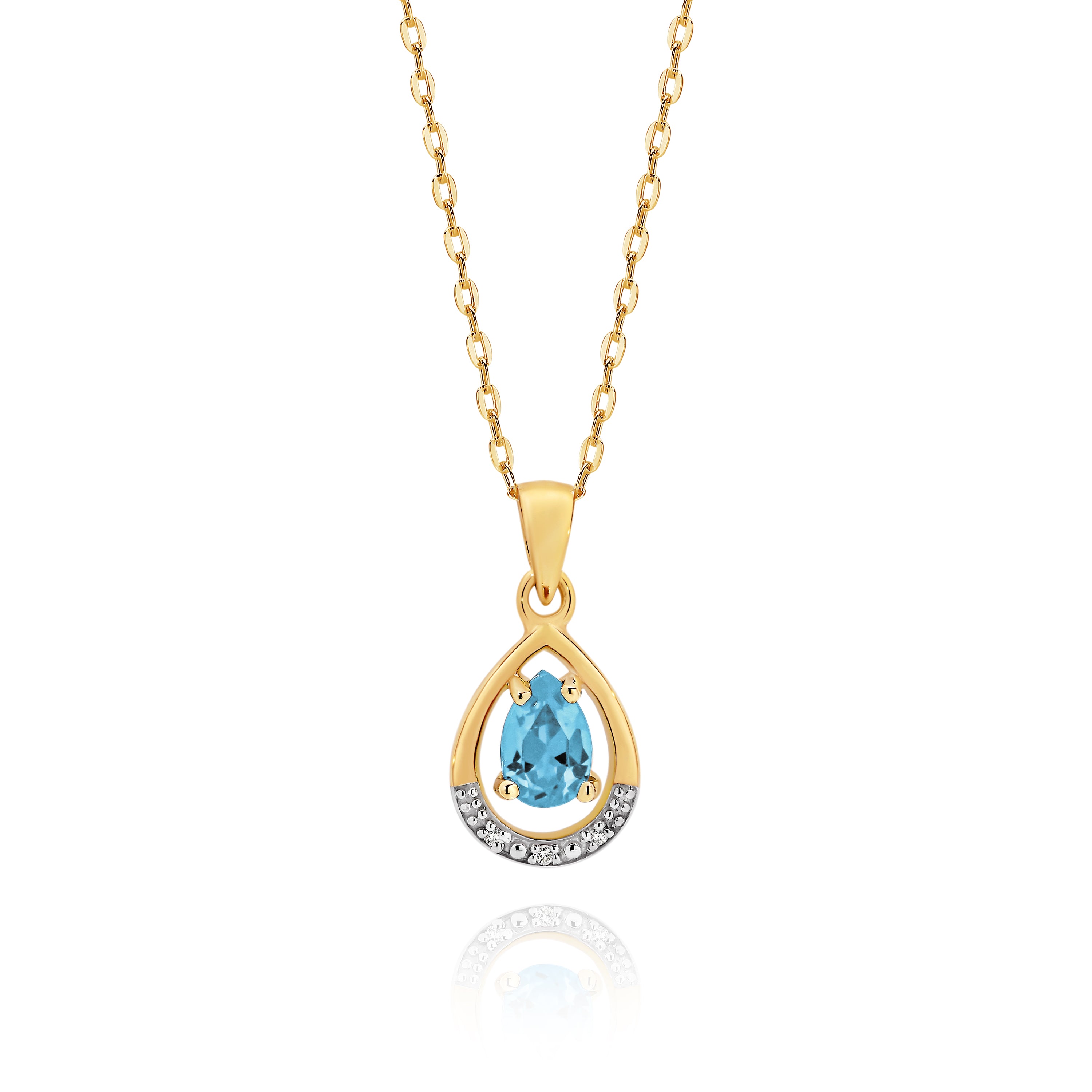 9ct gold blue topaz & diamond pendant