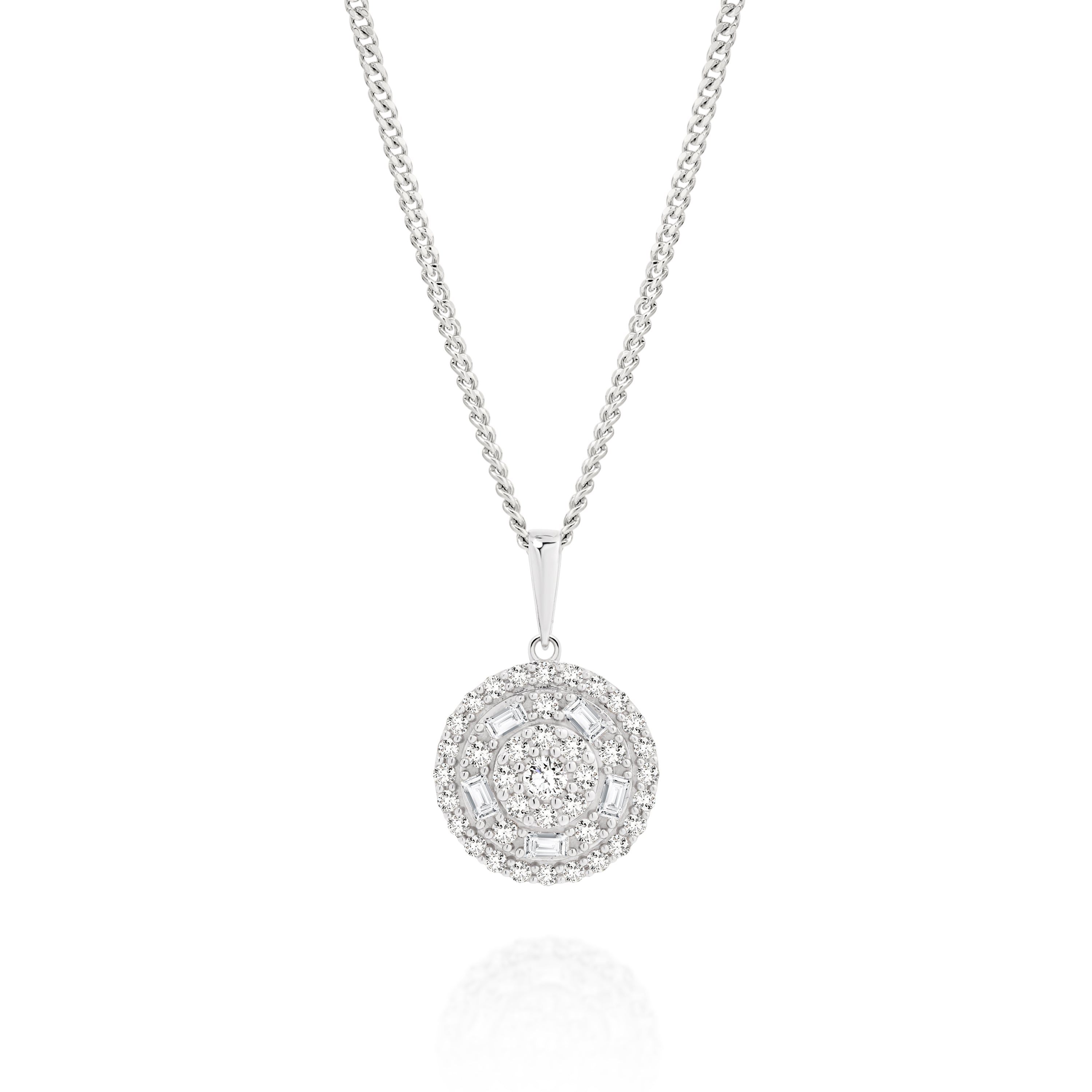 9ct white gold 0.50ct diamond cluster pendant