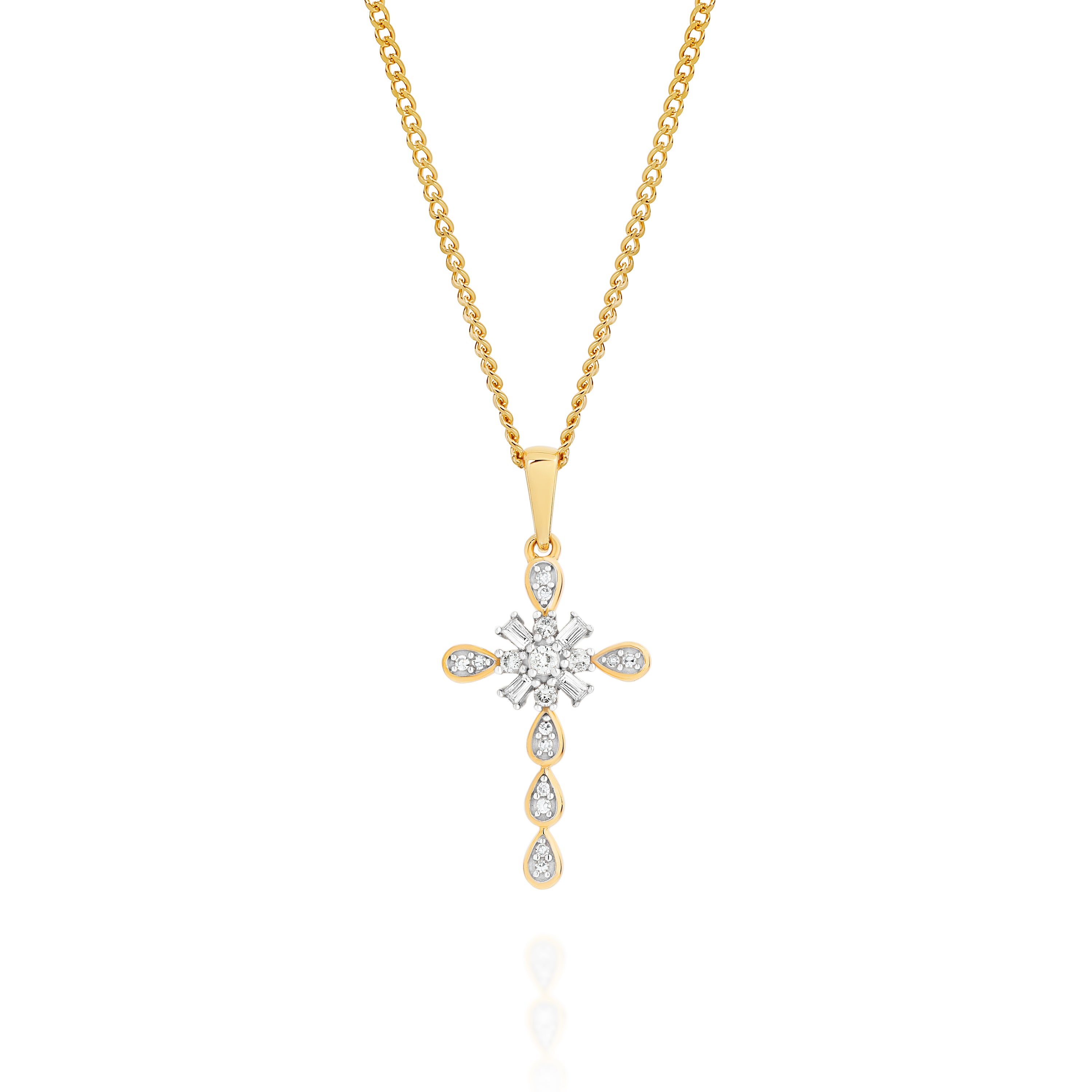 9ct 0.15ct diamond fancy cross pendant