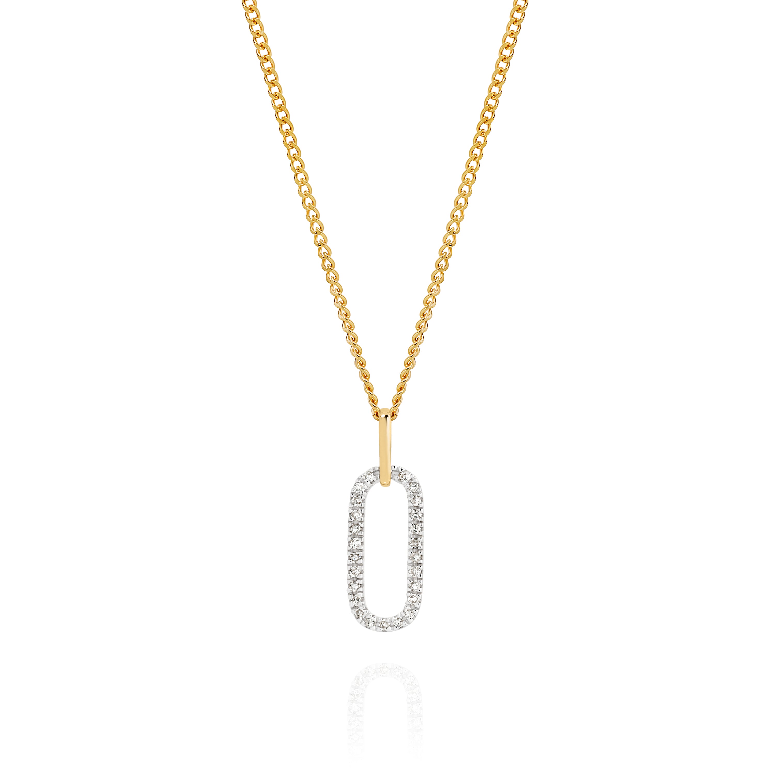 9ct 0.10ct diamond paperclip pendant