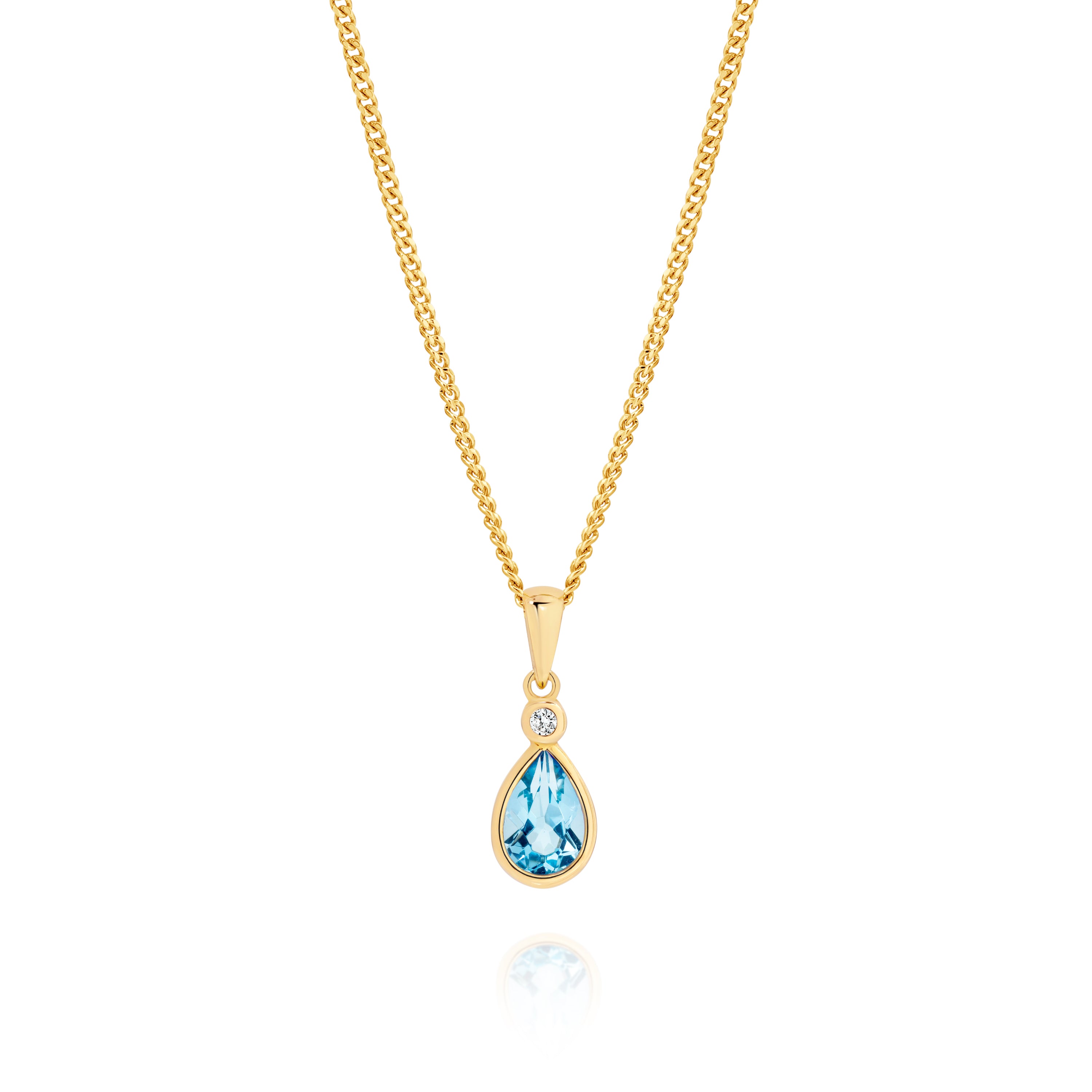 9ct blue topaz & cubic zirconia pendant