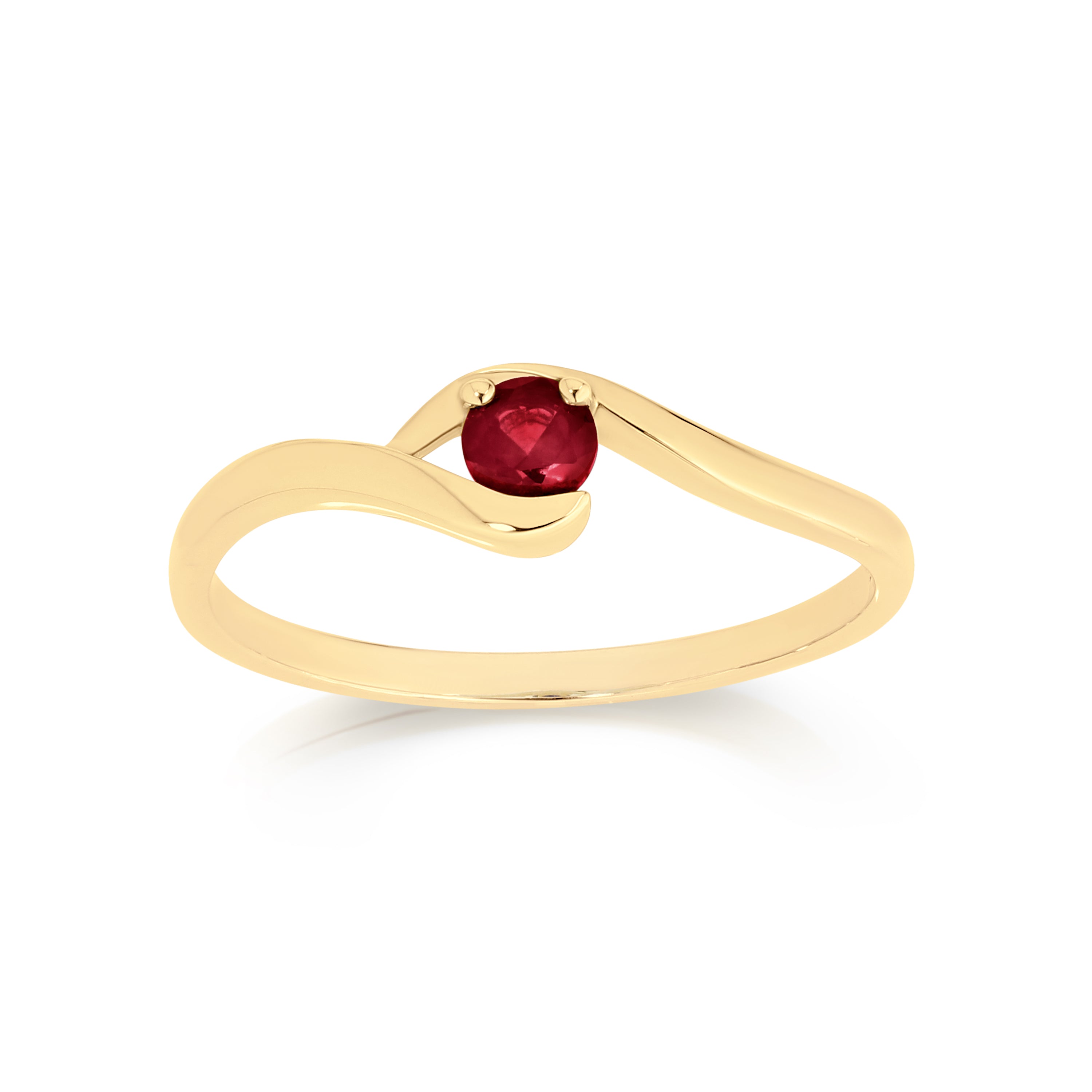 9ct cr ruby crossover ring