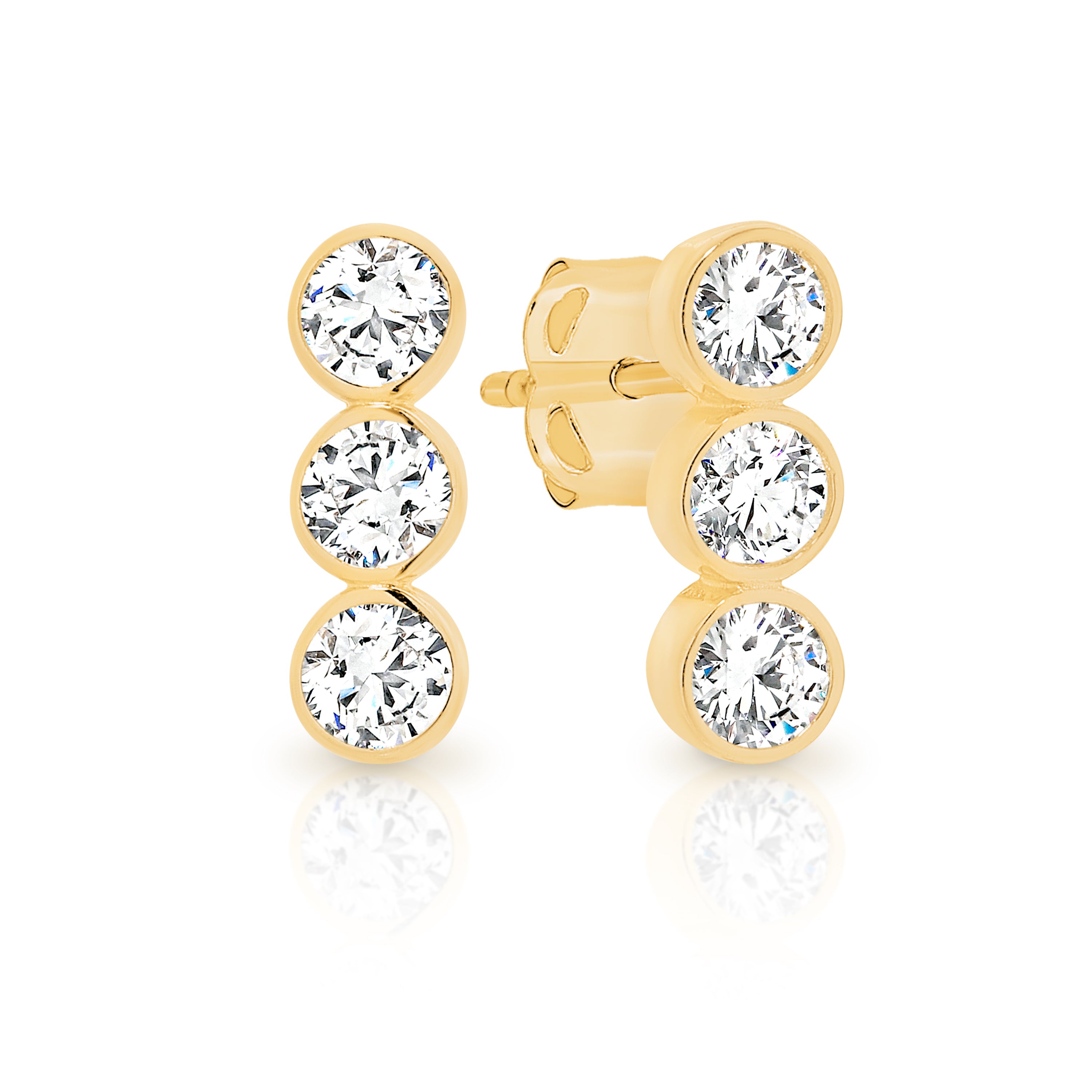 9ct  cubic zirconia  bezel bar studs