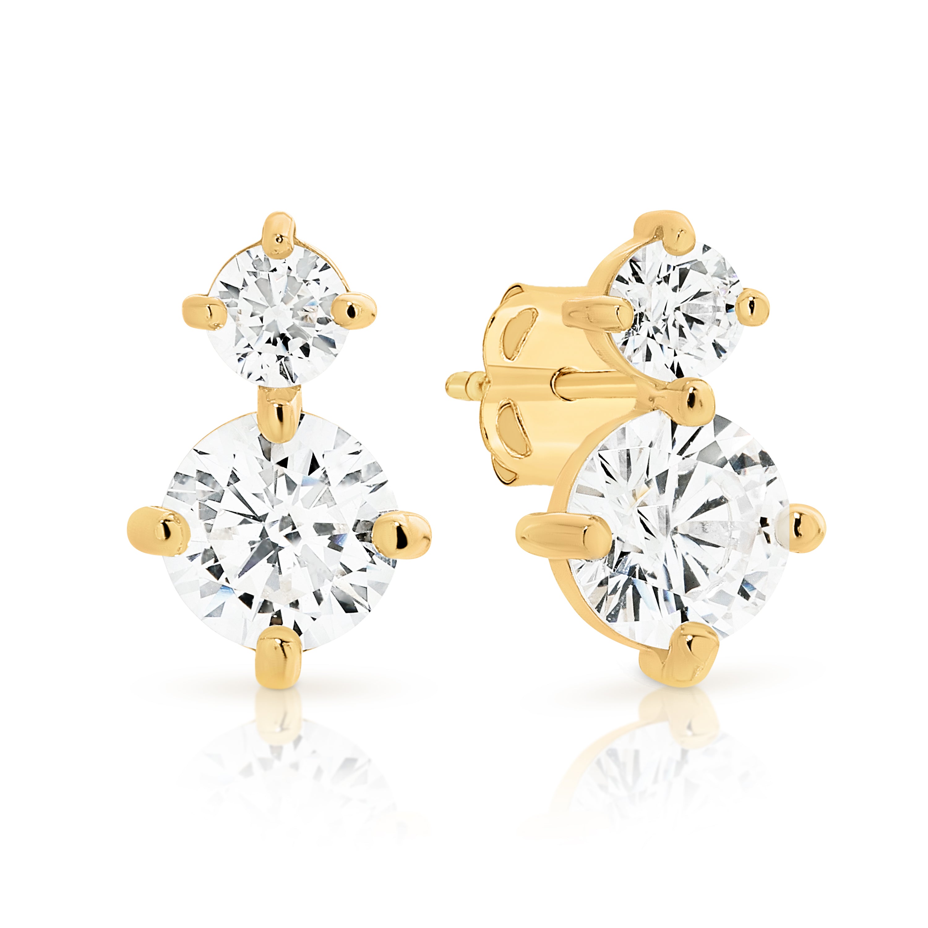 9ct double cubic zirconia studs