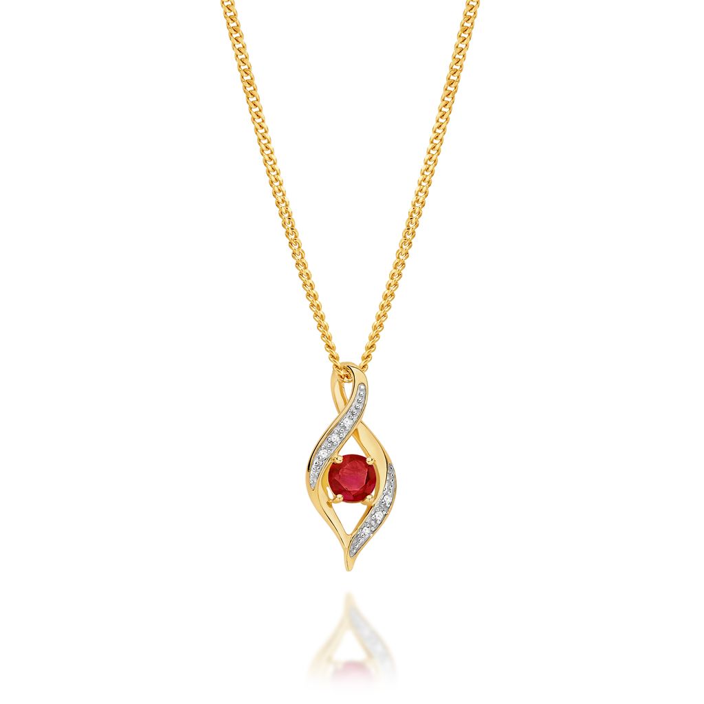 9ct gold natural ruby and diamond pendant