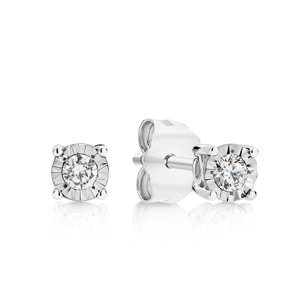 9ct white gold 0.10ct diamond studs