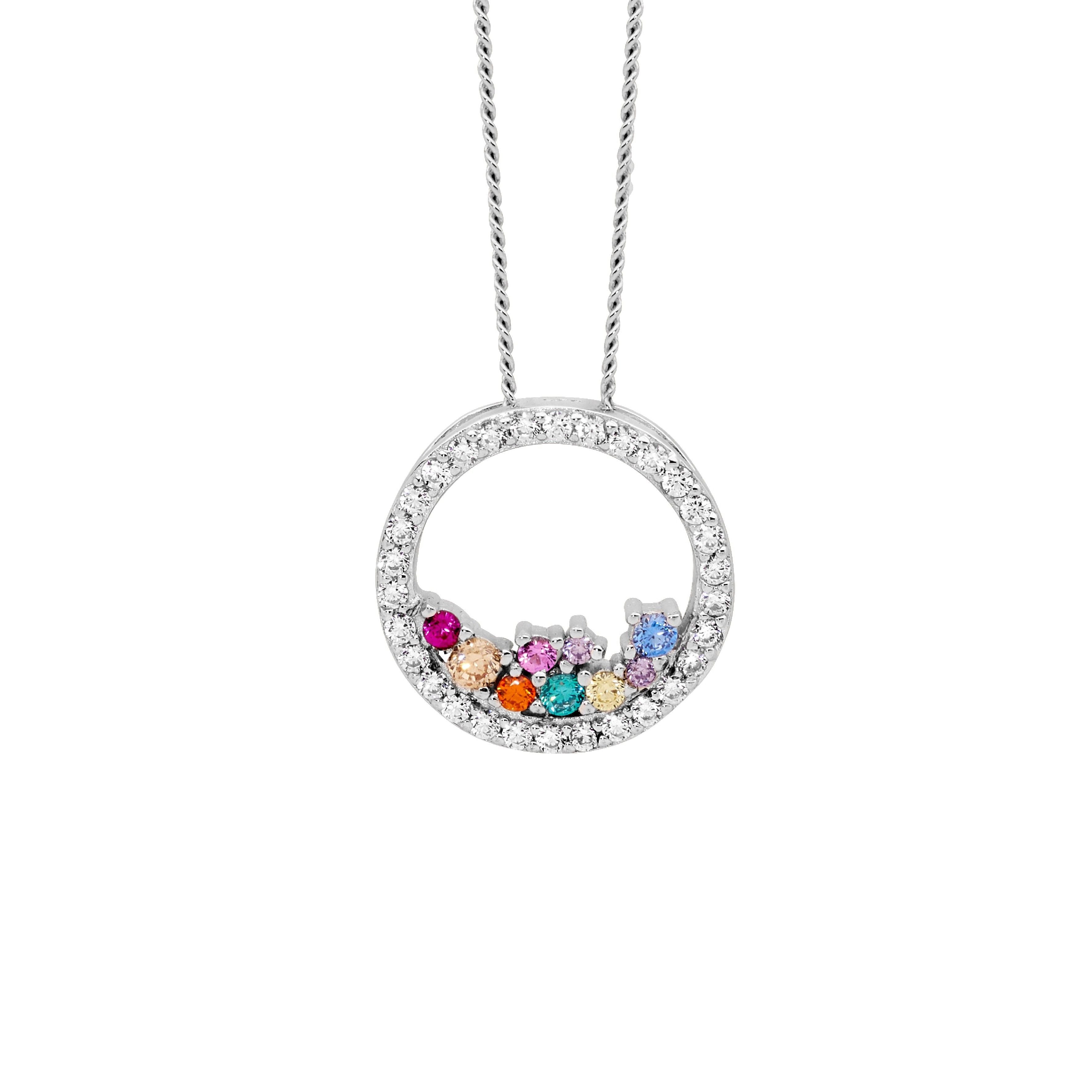 ELLANI Silver CZ Circle Necklet