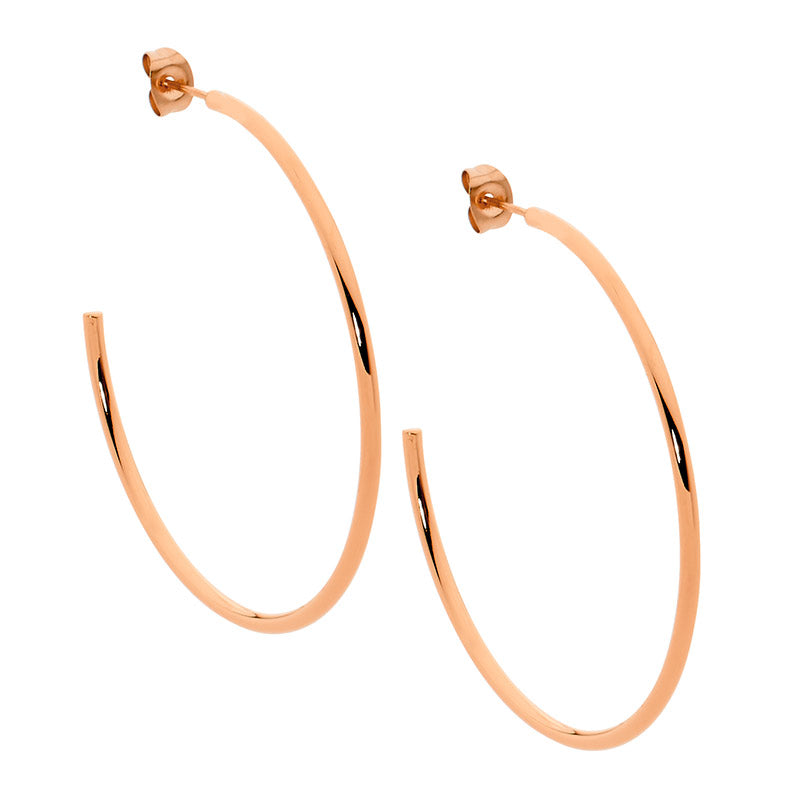 ELLANI Stainless Steel Hoops with Rose Gold Plating