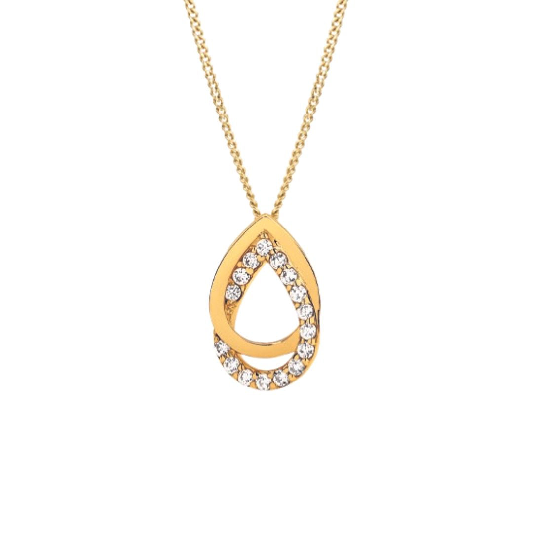 9ct gold double pear CZ slider pendant