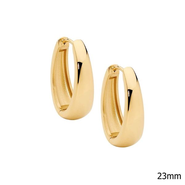 Ellani Stainless Steel Oval Hoops in Gold Plating