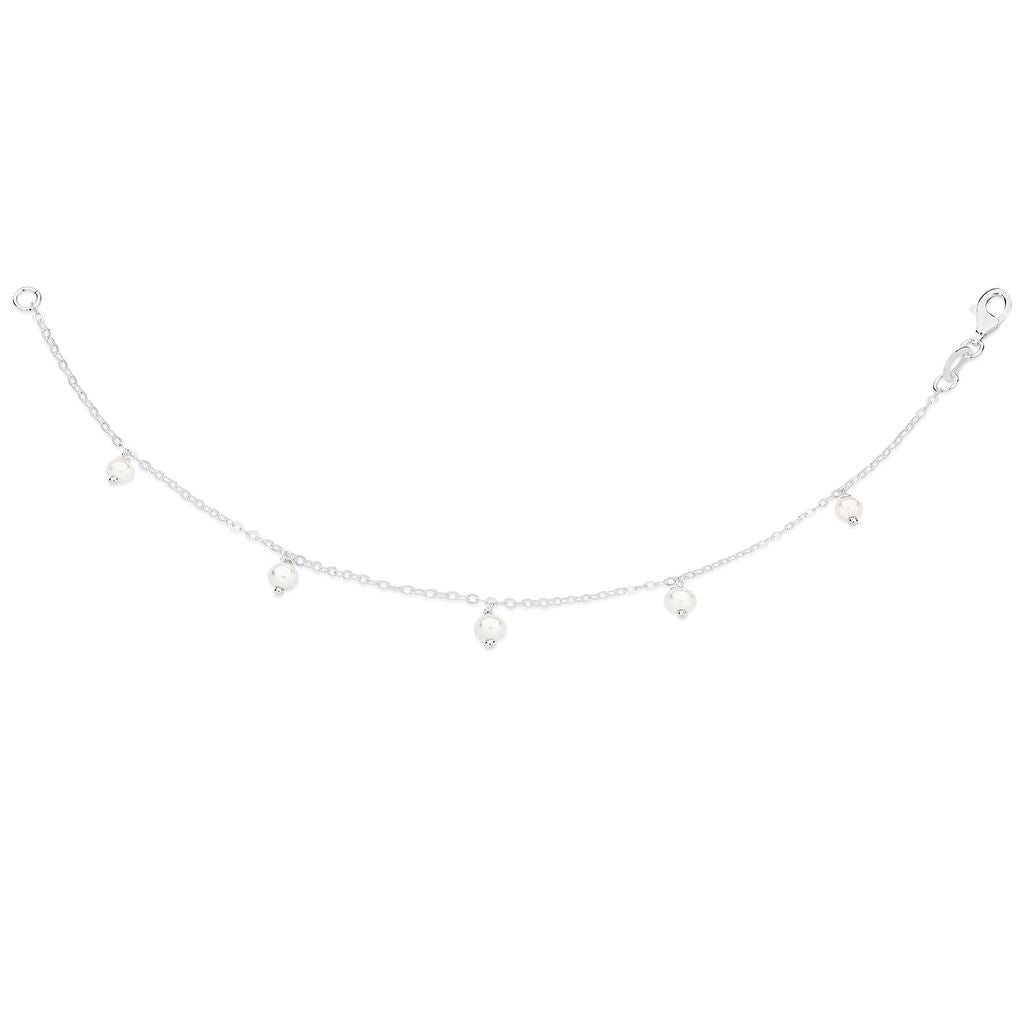 Silver belcher necklet with simulated pearl drops