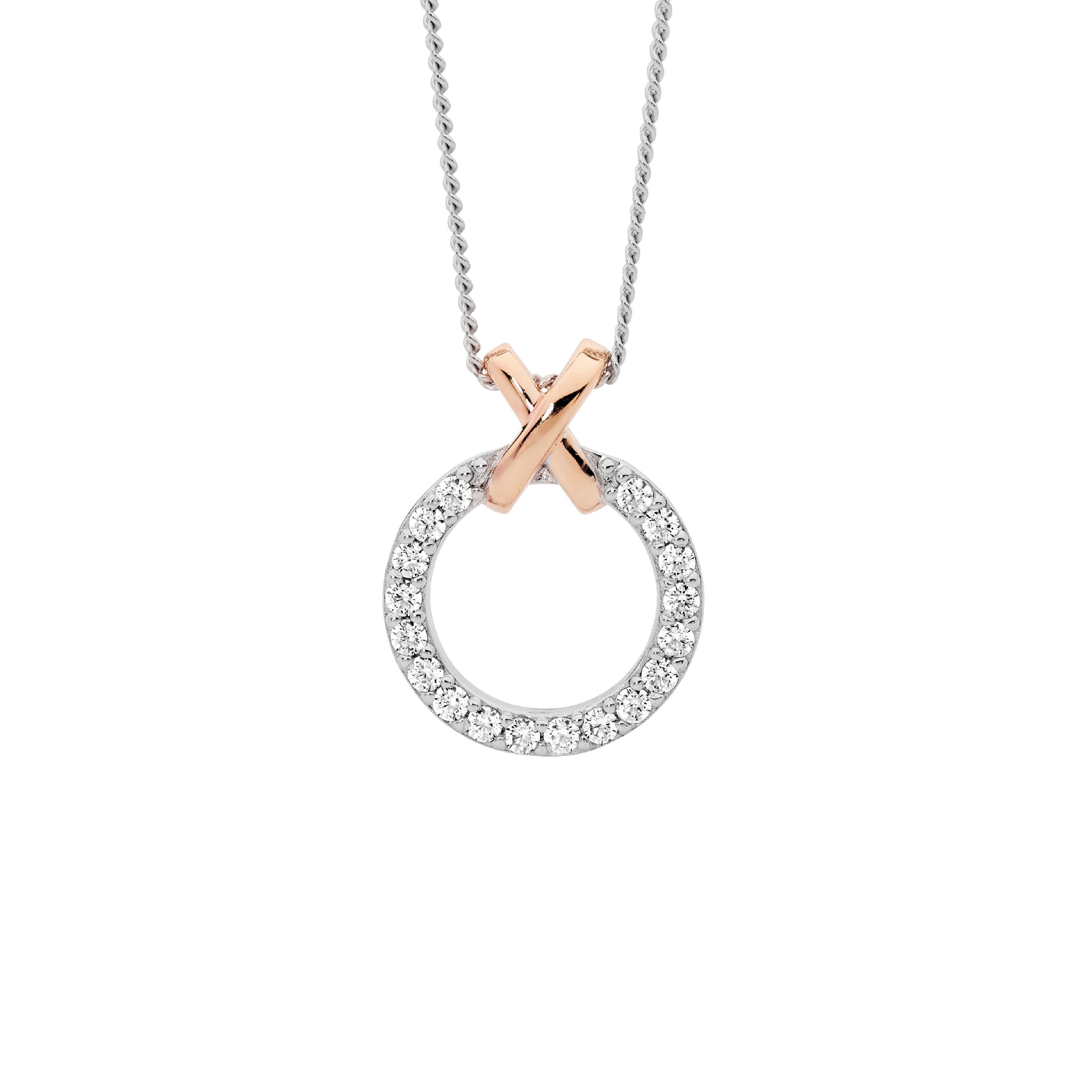 Ellani Silver Circle Necklet with CZ