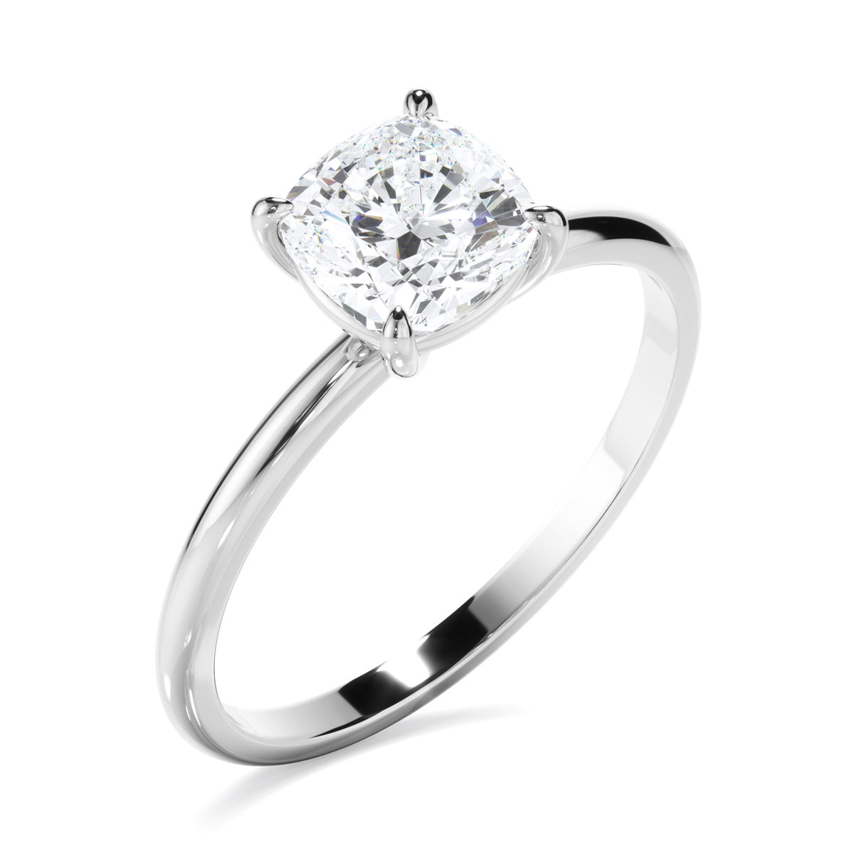 Cushion Cut Diamond Solitaire Engagement Ring