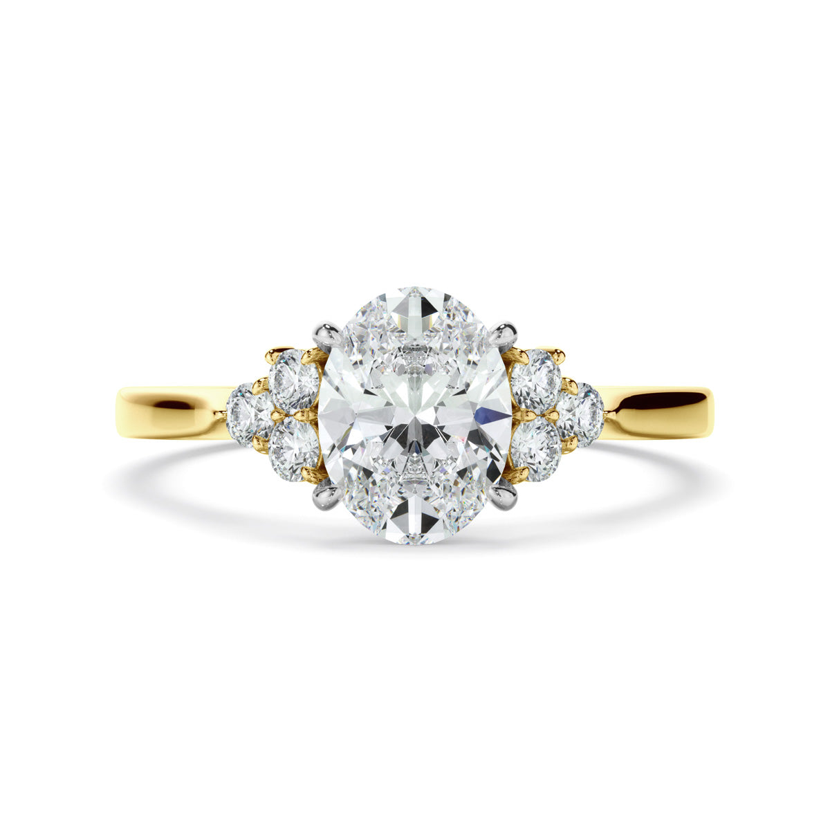 Pear Cut Diamond Engagement Ring With Diamond Cluster Sides