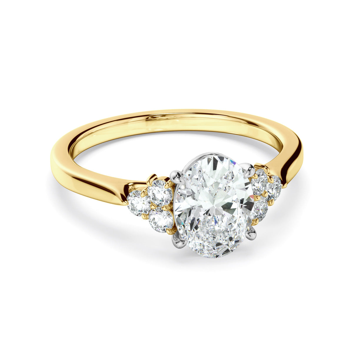 Pear Cut Diamond Engagement Ring With Diamond Cluster Sides