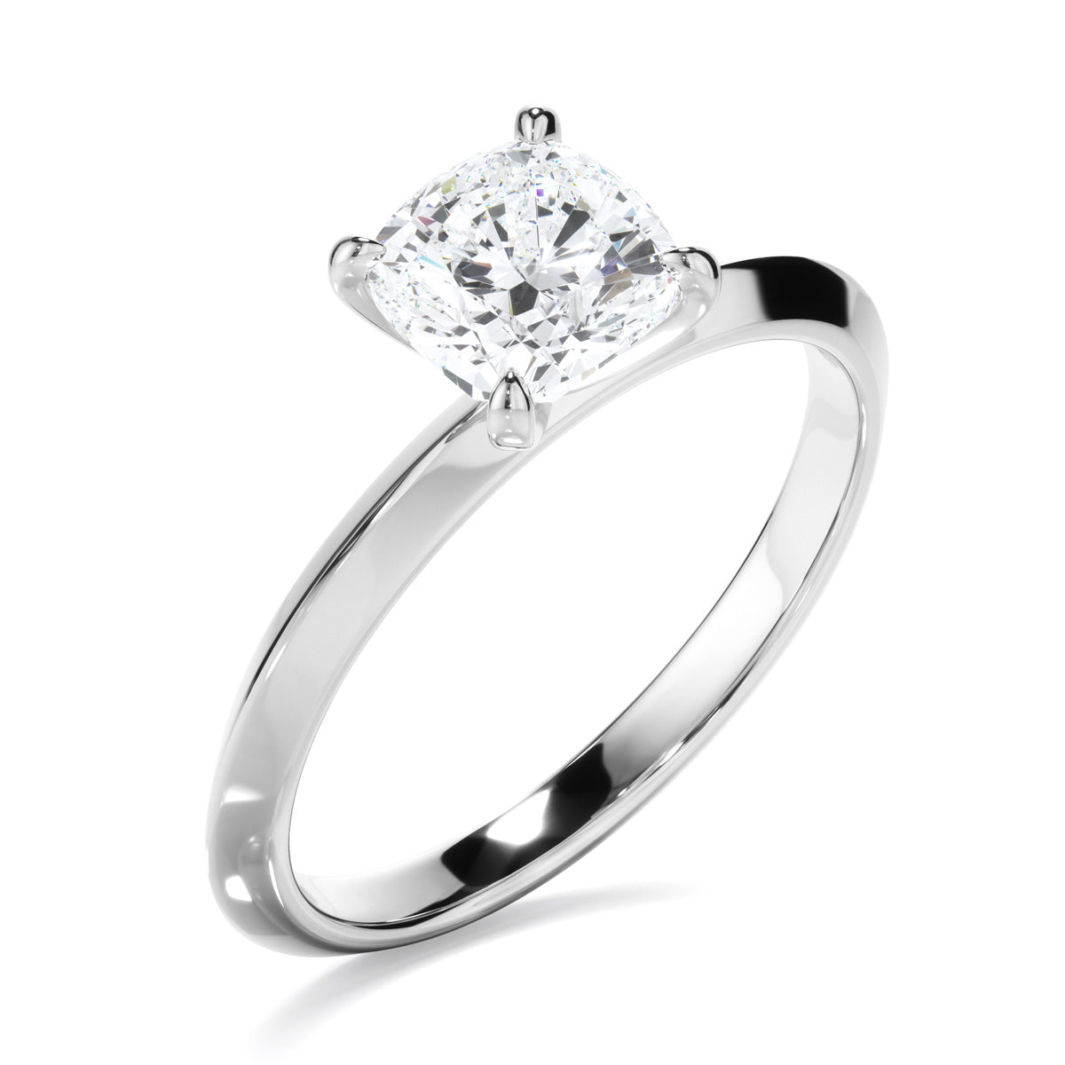 Cushion Cut Diamond Solitaire Knife Edge Engagement Ring