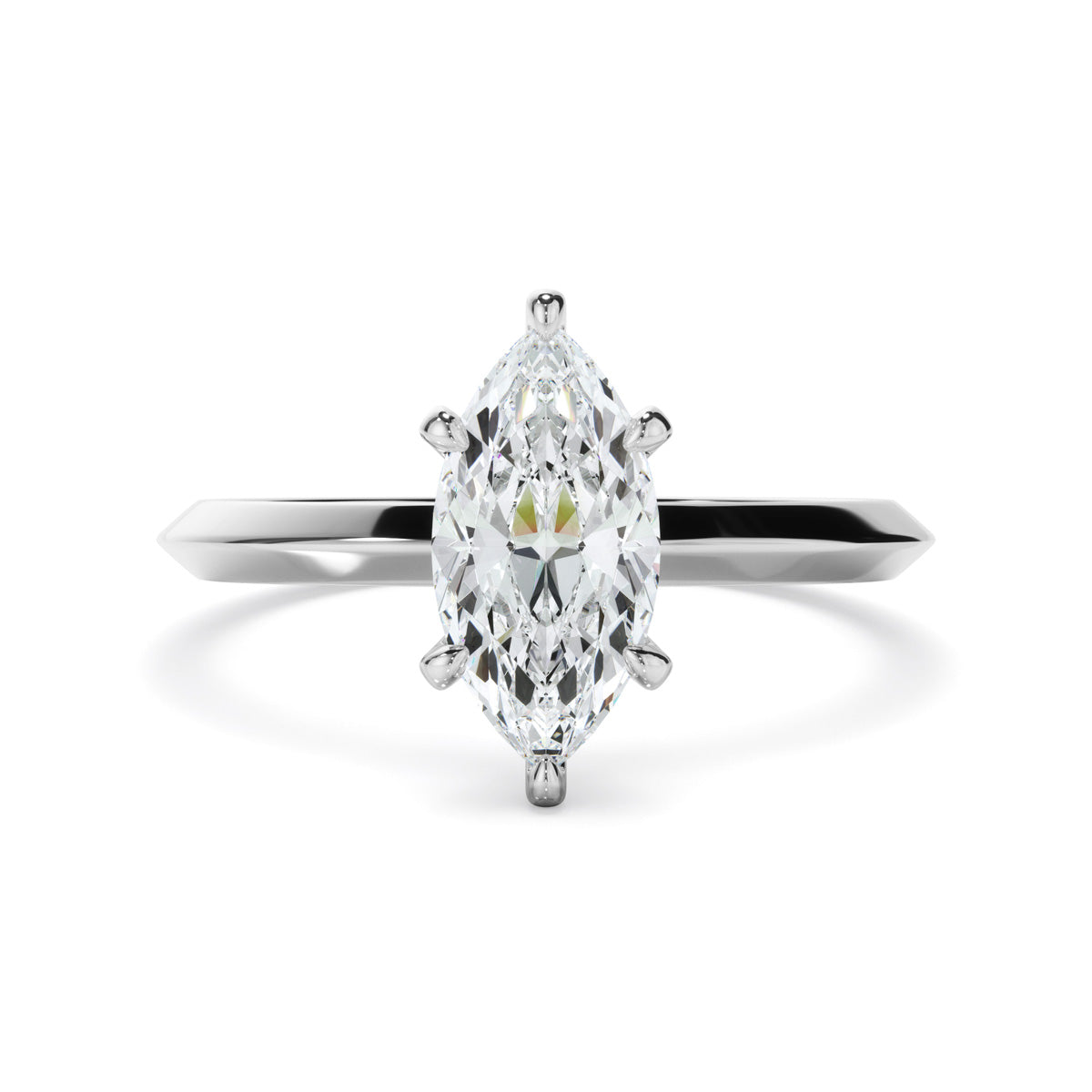 Marquise Cut Diamond Solitaire Knife Edge Engagement Ring