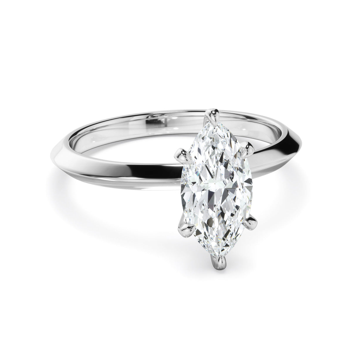 Marquise Cut Diamond Solitaire Knife Edge Engagement Ring