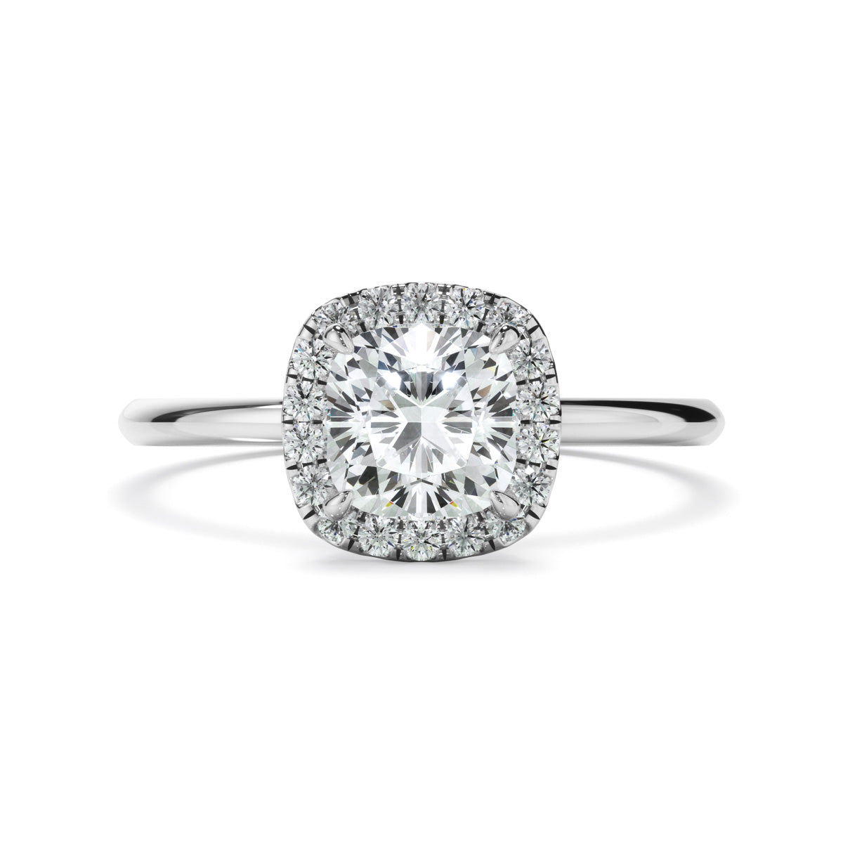 Cushion Cut Diamond Halo Engagement Ring