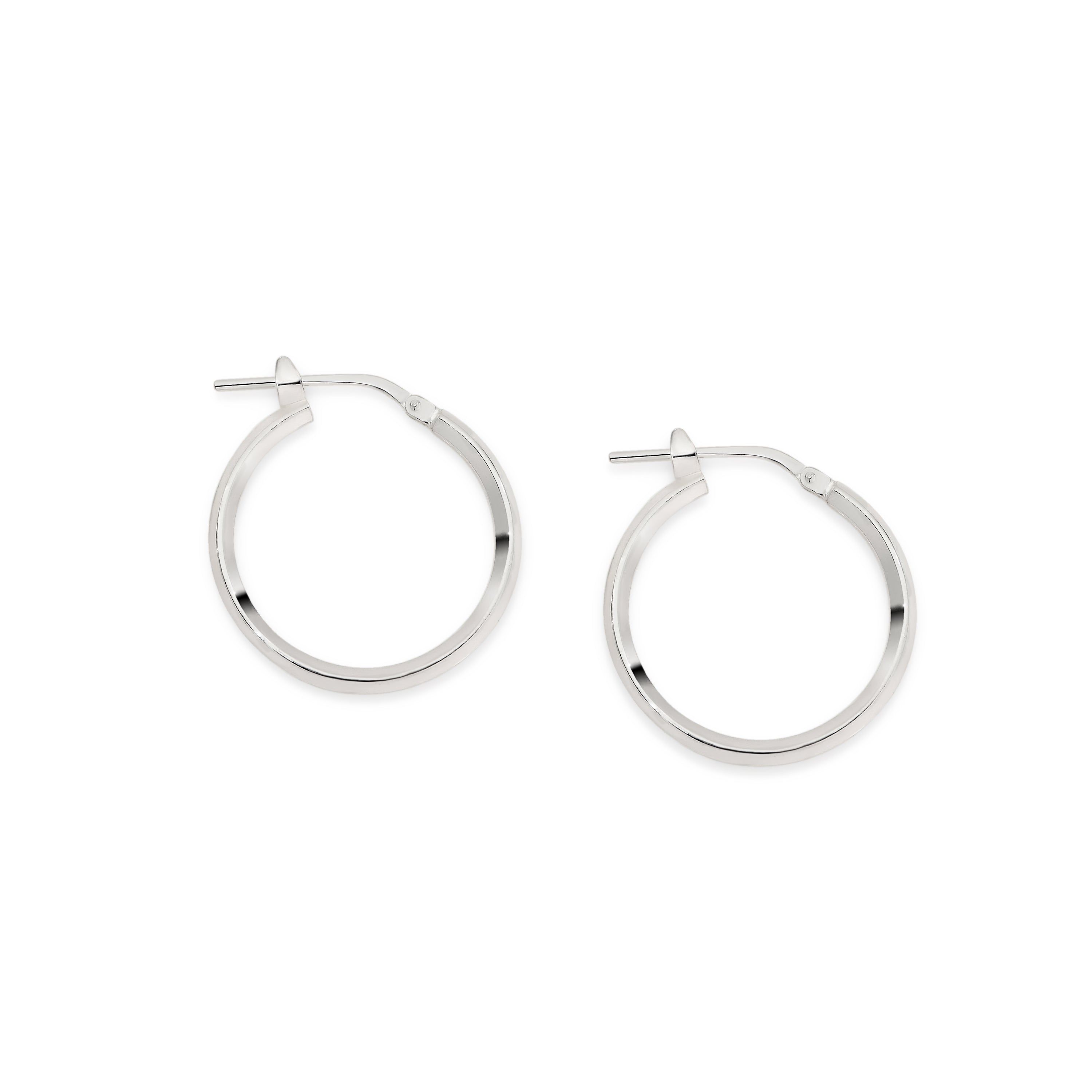 Silver knife edge hoops 20mm