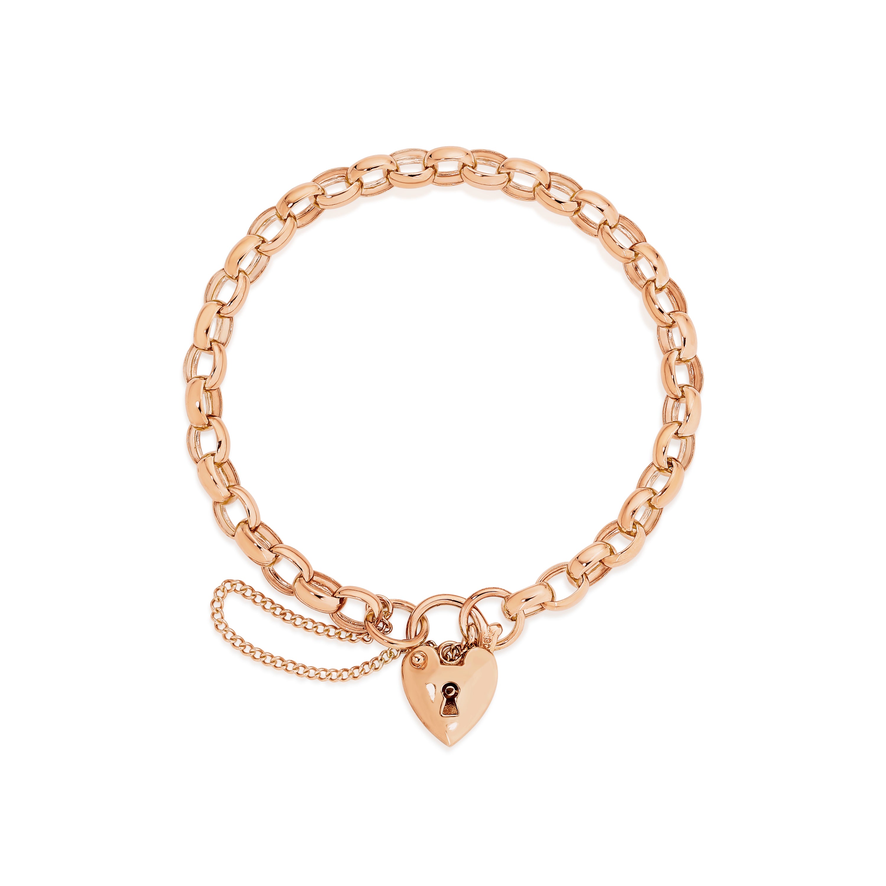 9ct rose gold solid padlock bracelet