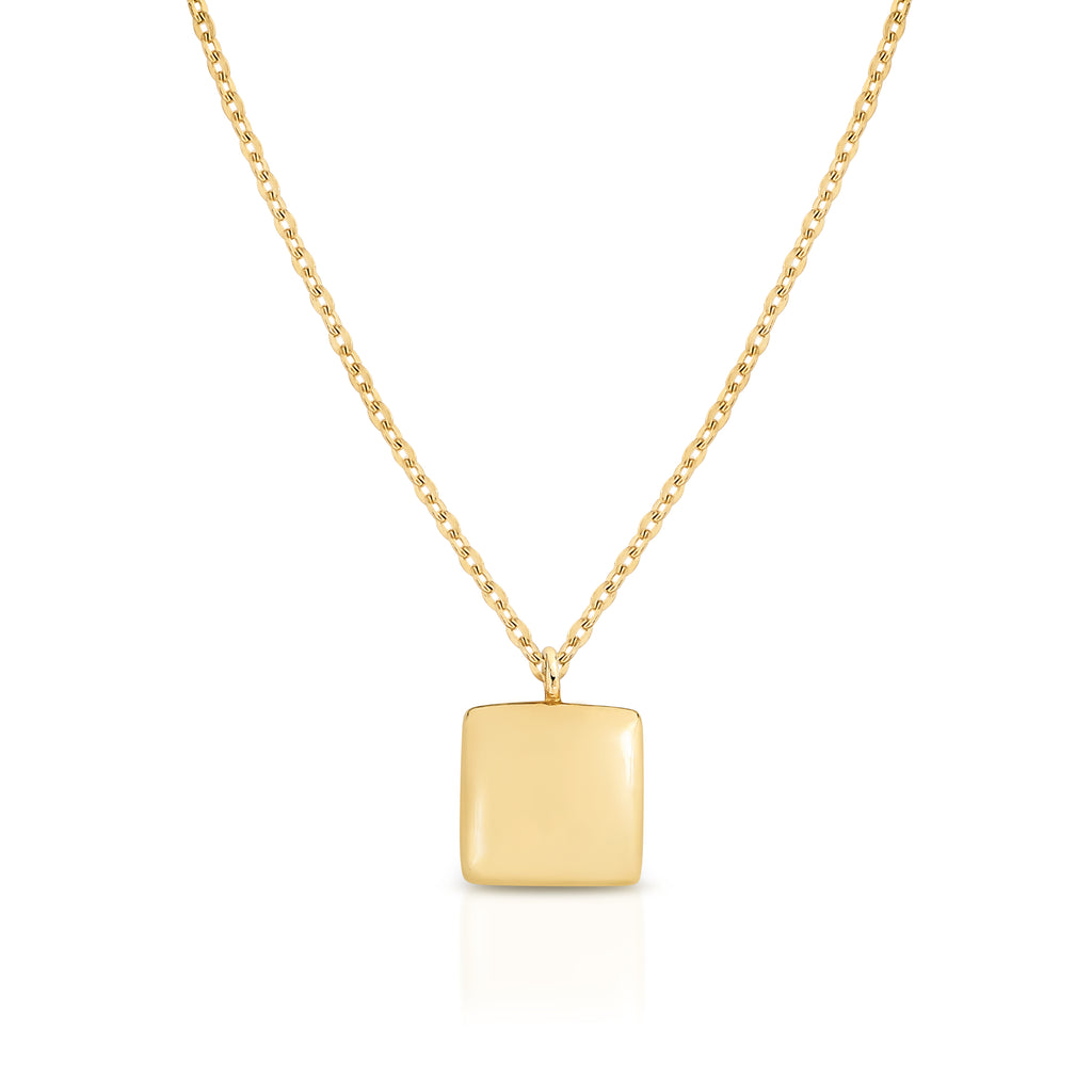 9ct square engraveable disc necklet – Offe Jewellers