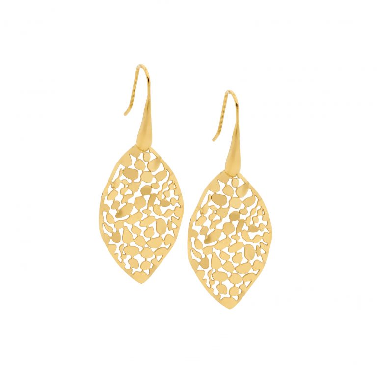 ELLANI Stainless Steel Plated 35mm Leaf Earring